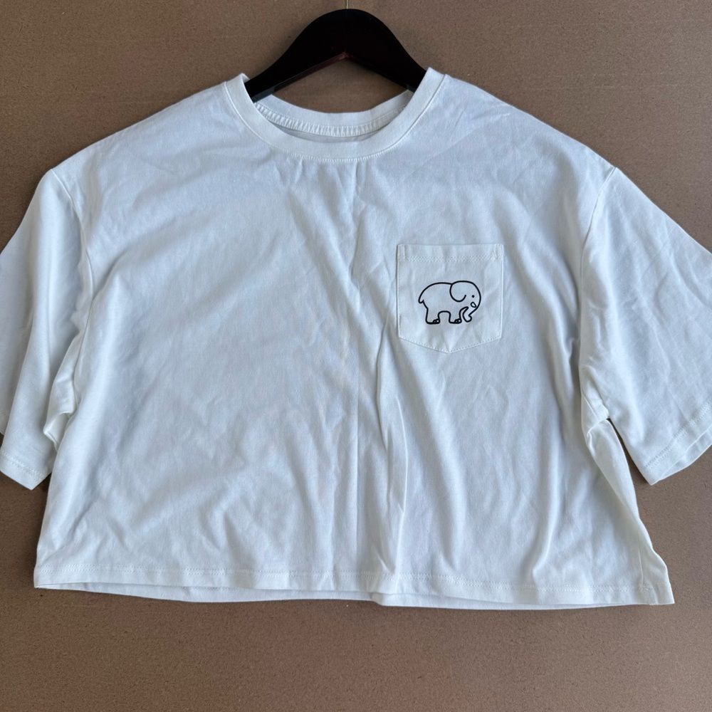 Ivory Ella White Crew Neck Short Sleeve Cropped Tee